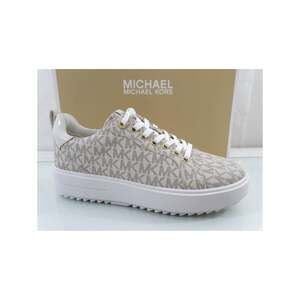 Michael Kors Emmett Lace up MK Logo Jacquard Sneakers Vanilla Beige Size 8